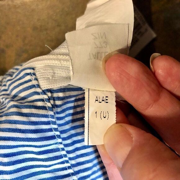 Zara Trafaiuc Collection Off-The-Shoulders Blue White Striped Blouse Medium - Picture 14 of 14